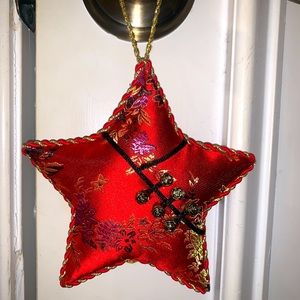 Satin star-shaped kimono pillow ornament